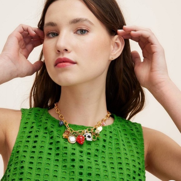 Kate Spade Gold and Red Charm Necklace - Picture 1 of 5